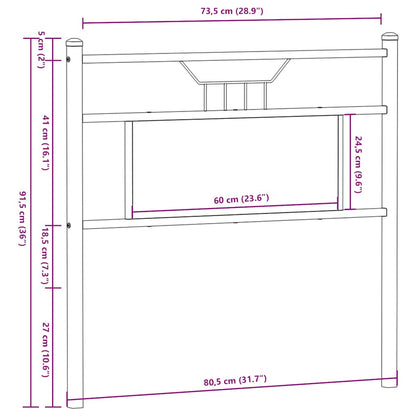 vidaXL Replace Headboard Brown Oak 75 cm Engineered Wood and Steel