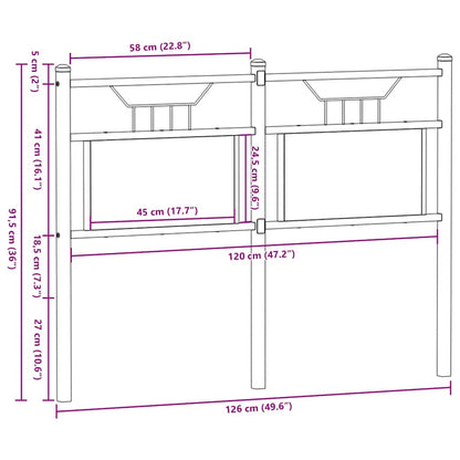 vidaXL Replace Headboard Brown Oak 120 cm Engineered Wood and Steel