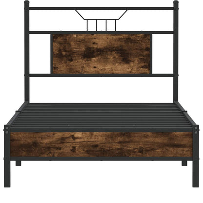 vidaXL Bed Frame without Mattress Smoked Oak 75x190 cm Small Single Engineered Wood