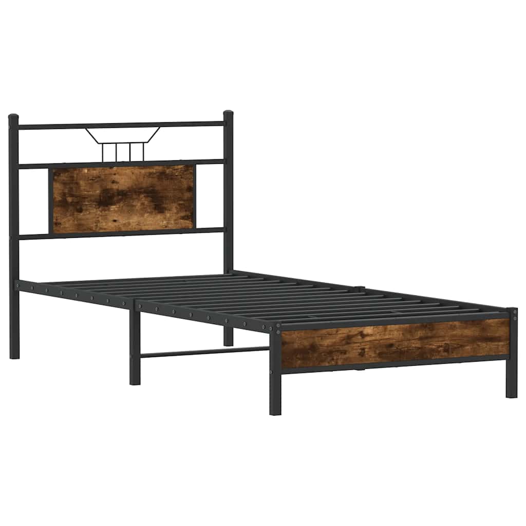 vidaXL Bed Frame without Mattress Smoked Oak 90x190 cm Single Engineered Wood