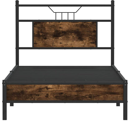 vidaXL Bed Frame without Mattress Smoked Oak 90x190 cm Single Engineered Wood