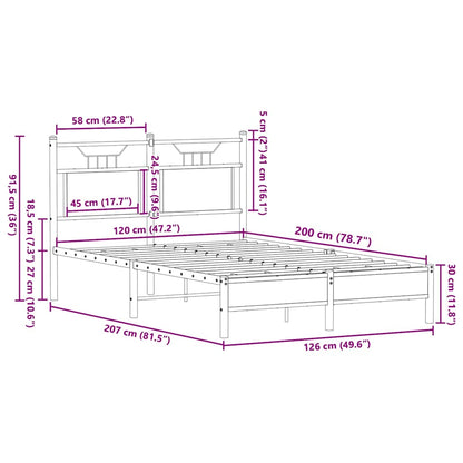 vidaXL Bed Frame without Mattress Smoked Oak 120x200 cm Engineered Wood