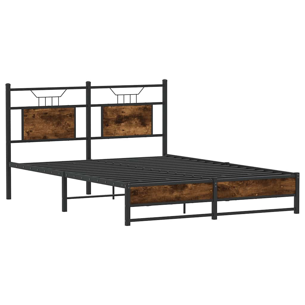 vidaXL Bed Frame without Mattress Smoked Oak 140x190 cm Engineered Wood