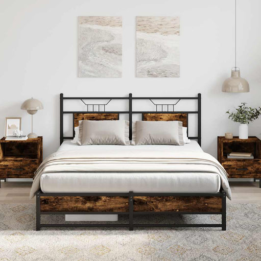 vidaXL Bed Frame without Mattress Smoked Oak 140x190 cm Engineered Wood