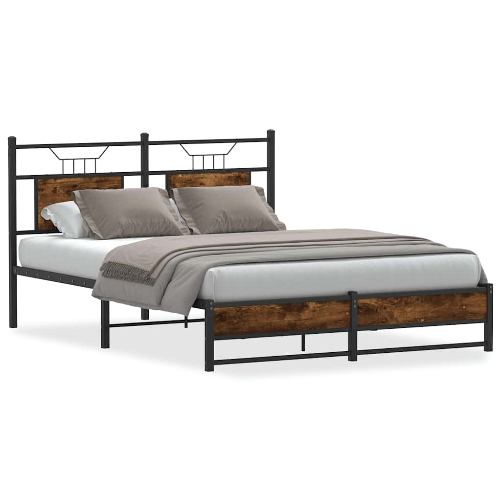 vidaXL Bed Frame without Mattress Smoked Oak 150x200 cm King Size Engineered Wood