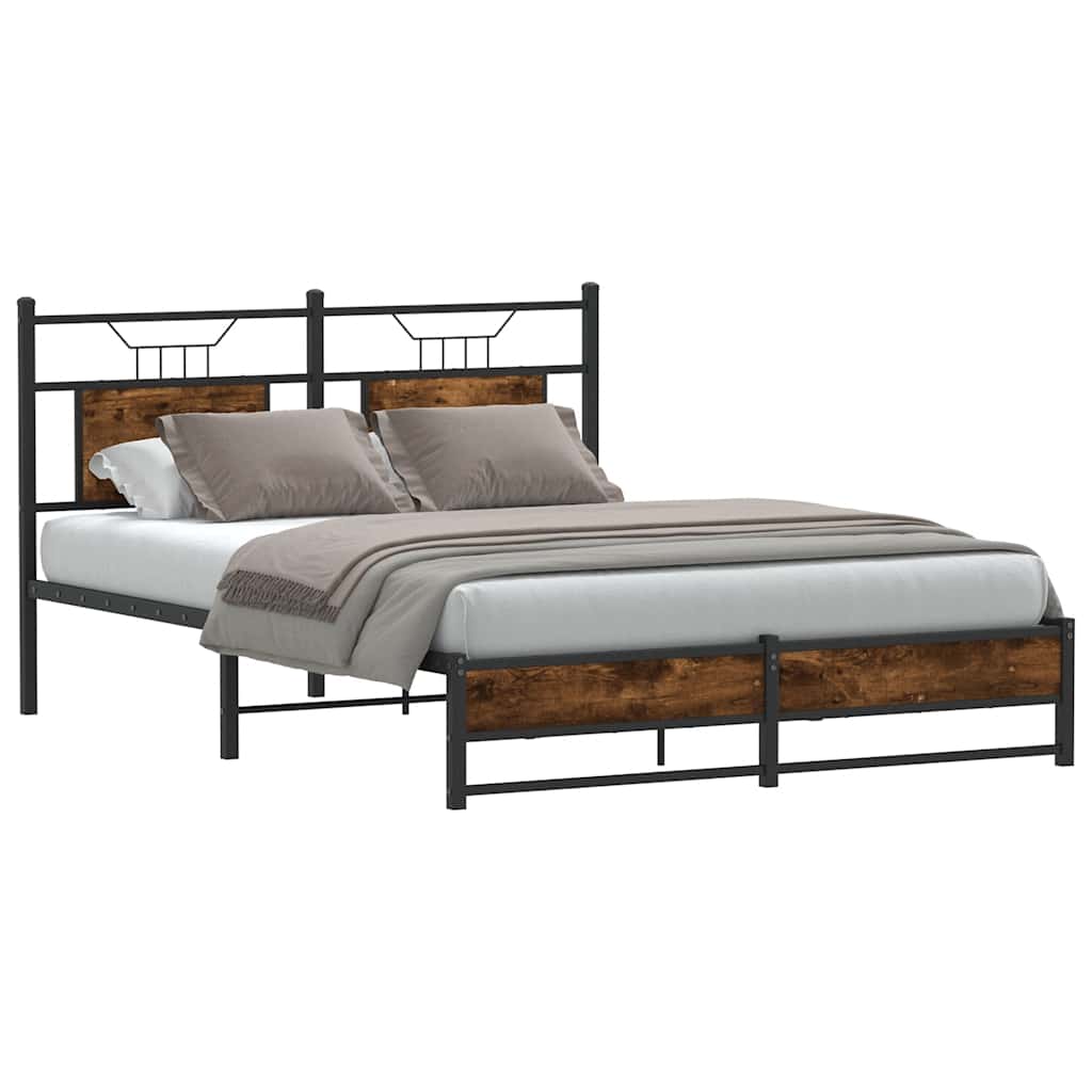 vidaXL Bed Frame without Mattress Smoked Oak 150x200 cm King Size Engineered Wood