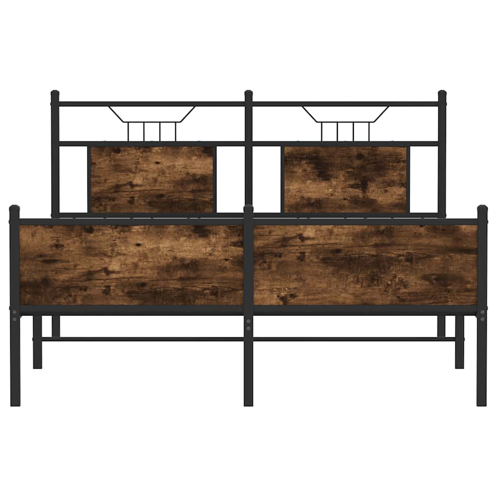 vidaXL Bed Frame without Mattress Smoked Oak 140x200 cm Engineered Wood