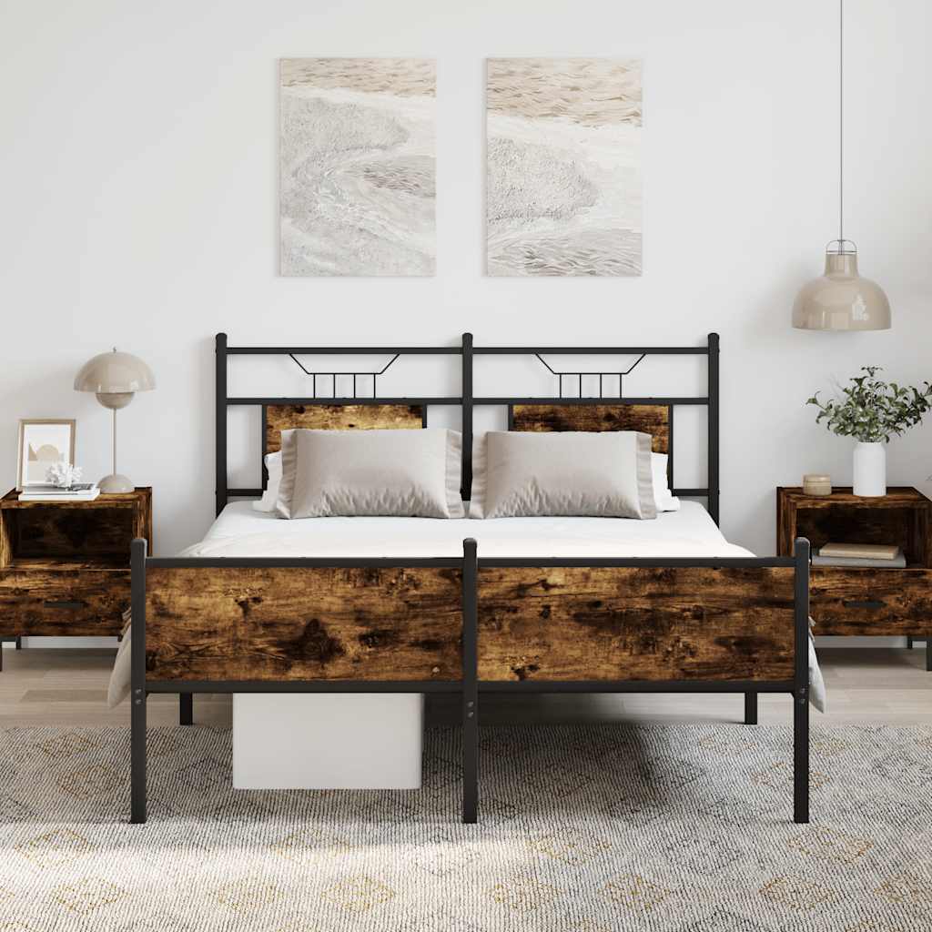 vidaXL Bed Frame without Mattress Smoked Oak 150x200 cm King Size Engineered Wood