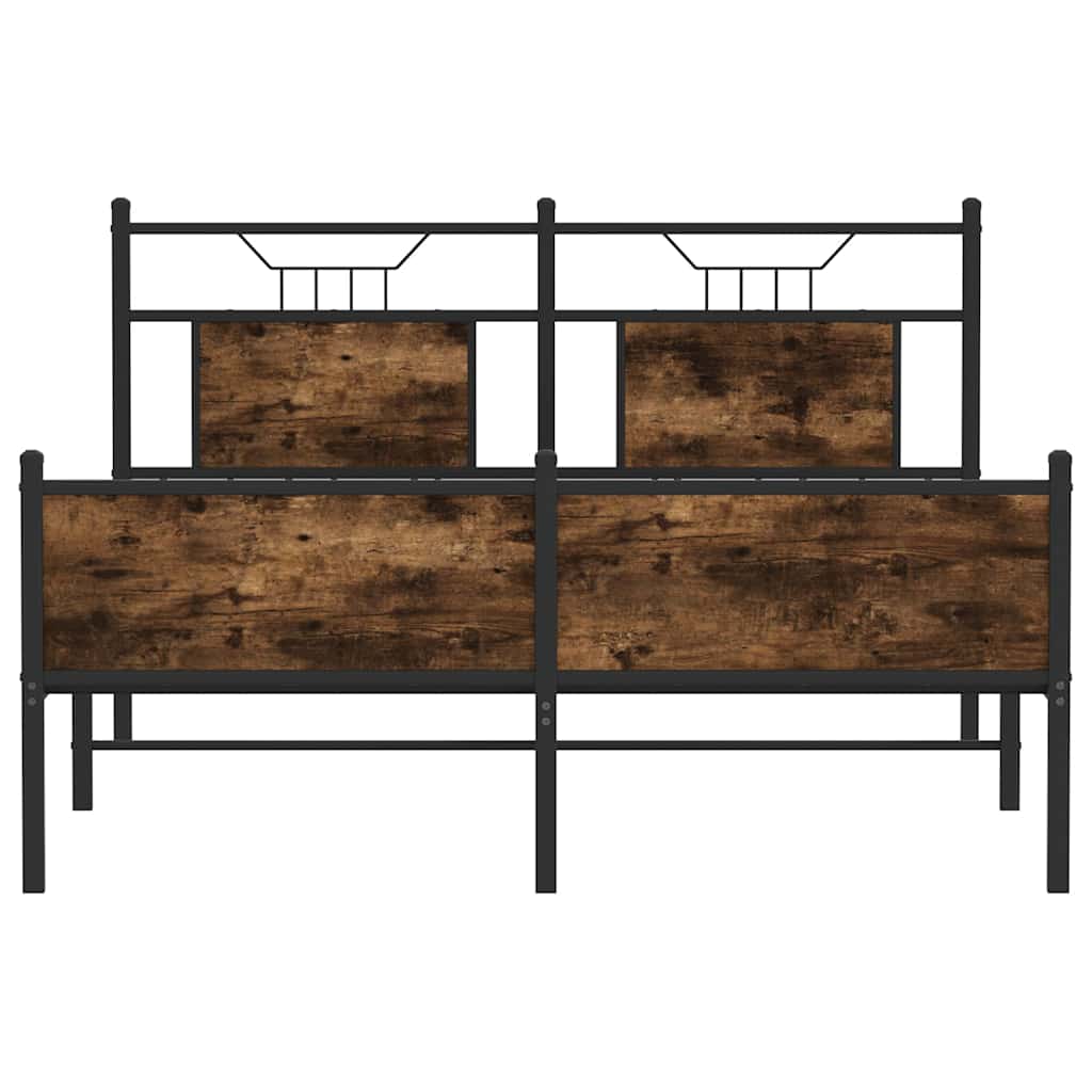 vidaXL Bed Frame without Mattress Smoked Oak 150x200 cm King Size Engineered Wood