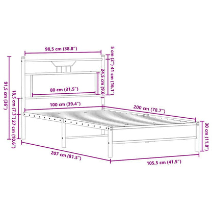 vidaXL Bed Frame without Mattress Sonoma Oak 100x200 cm Engineered Wood