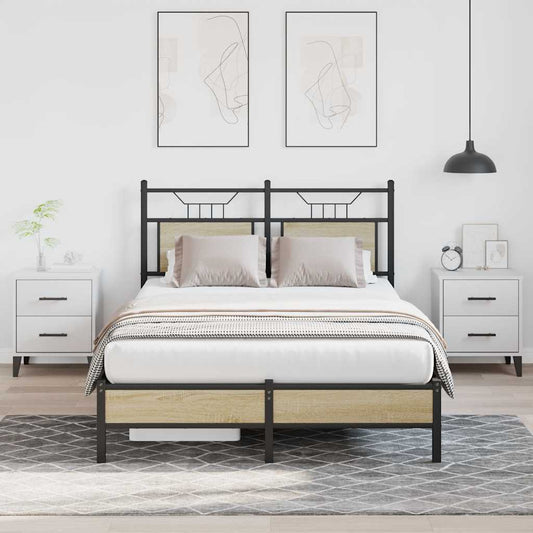 vidaXL Bed Frame without Mattress Sonoma Oak 120x190 cm Small Double Engineered Wood