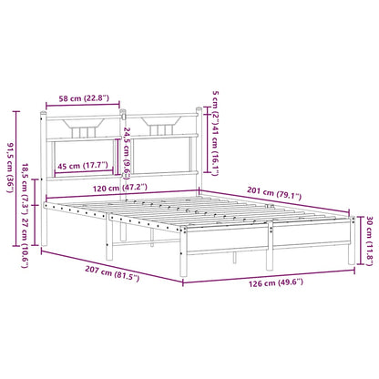 vidaXL Bed Frame without Mattress Sonoma Oak 120x200 cm Engineered Wood