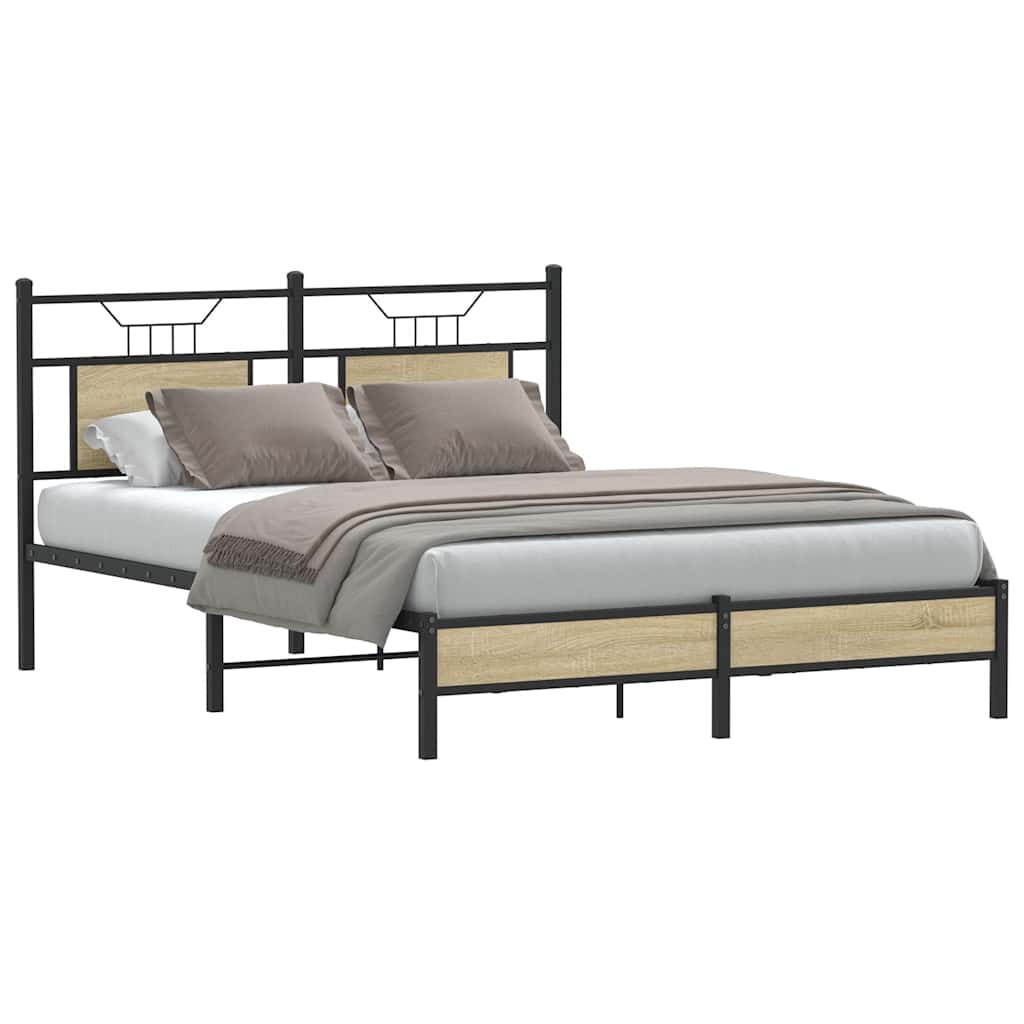 vidaXL Bed Frame without Mattress Sonoma Oak 140x190 cm Engineered Wood