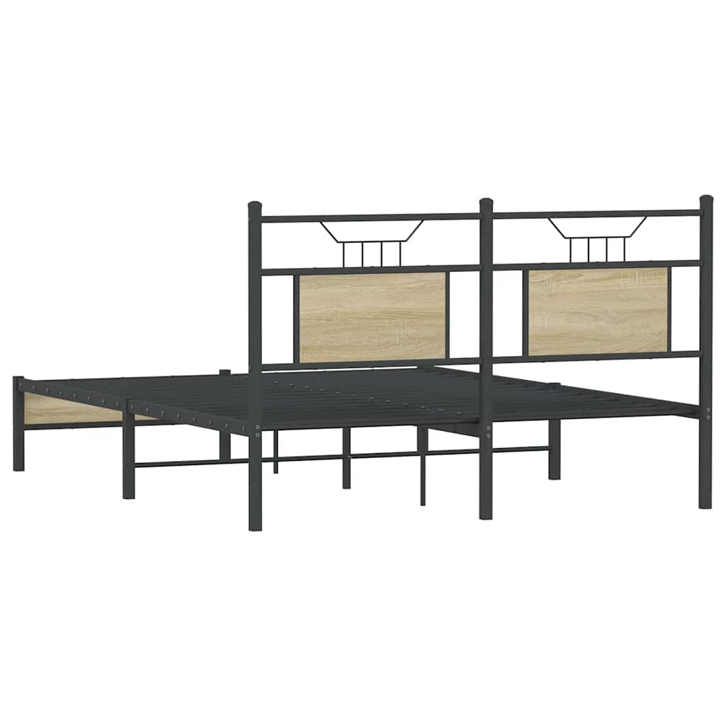vidaXL Bed Frame without Mattress Sonoma Oak 140x190 cm Engineered Wood
