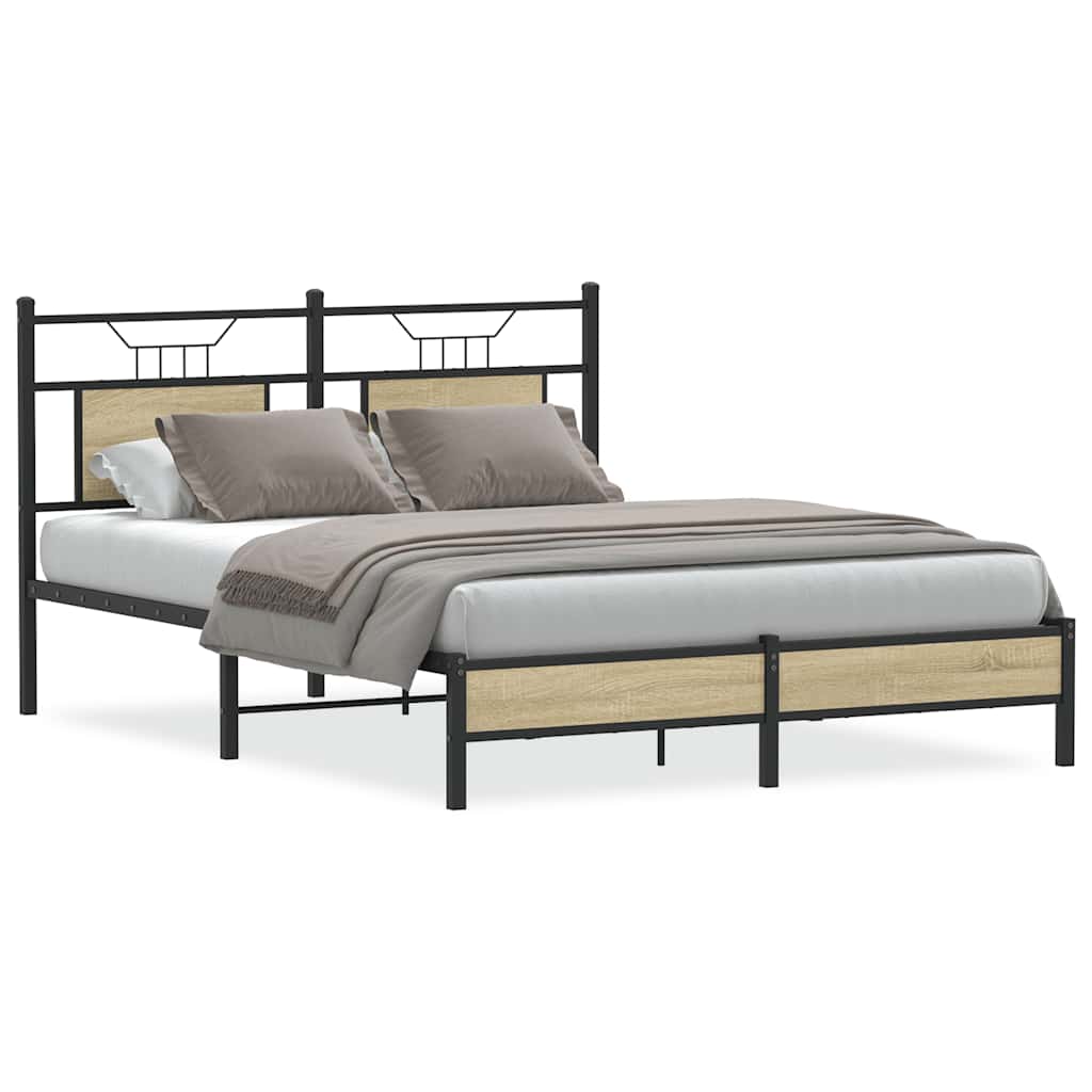 vidaXL Bed Frame without Mattress Sonoma Oak 150x200 cm King Size Engineered Wood