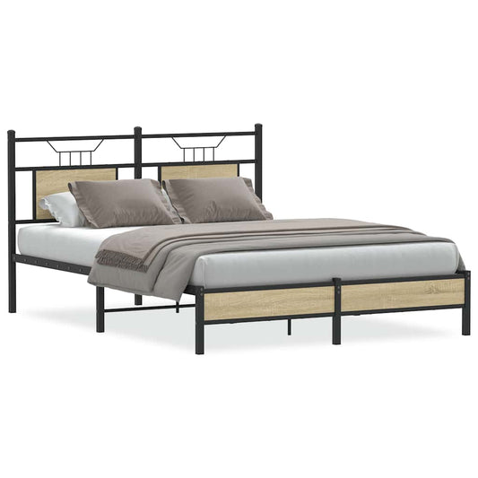 vidaXL Bed Frame without Mattress Sonoma Oak 150x200 cm King Size Engineered Wood