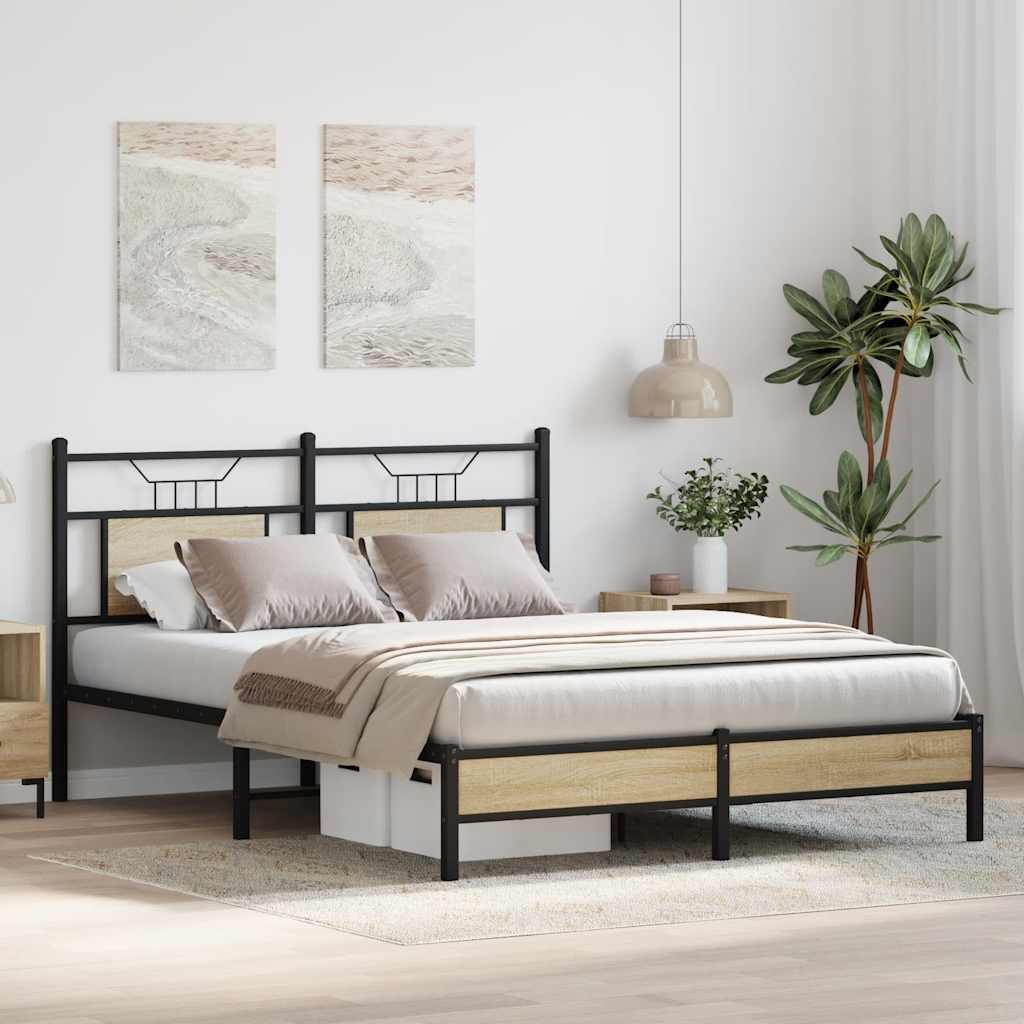 vidaXL Bed Frame without Mattress Sonoma Oak 150x200 cm King Size Engineered Wood