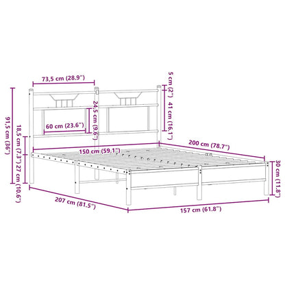 vidaXL Bed Frame without Mattress Sonoma Oak 150x200 cm King Size Engineered Wood