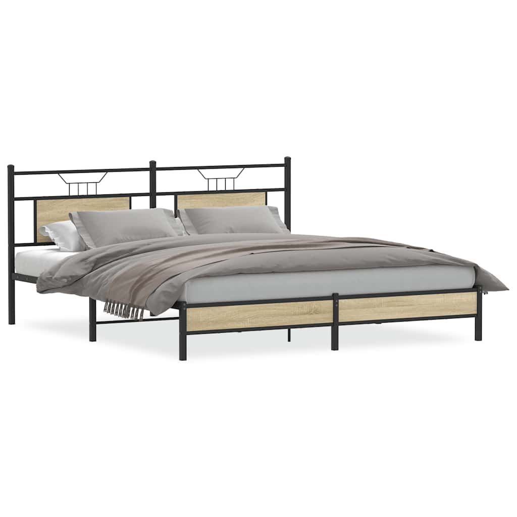 vidaXL Bed Frame without Mattress Sonoma Oak 183x203 cm Engineered Wood