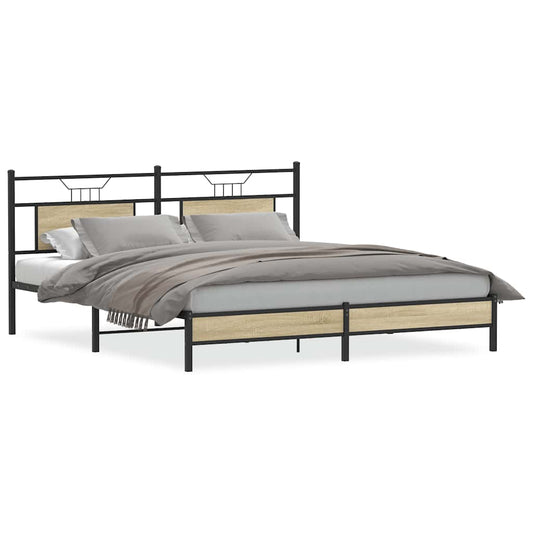 vidaXL Bed Frame without Mattress Sonoma Oak 183x203 cm Engineered Wood