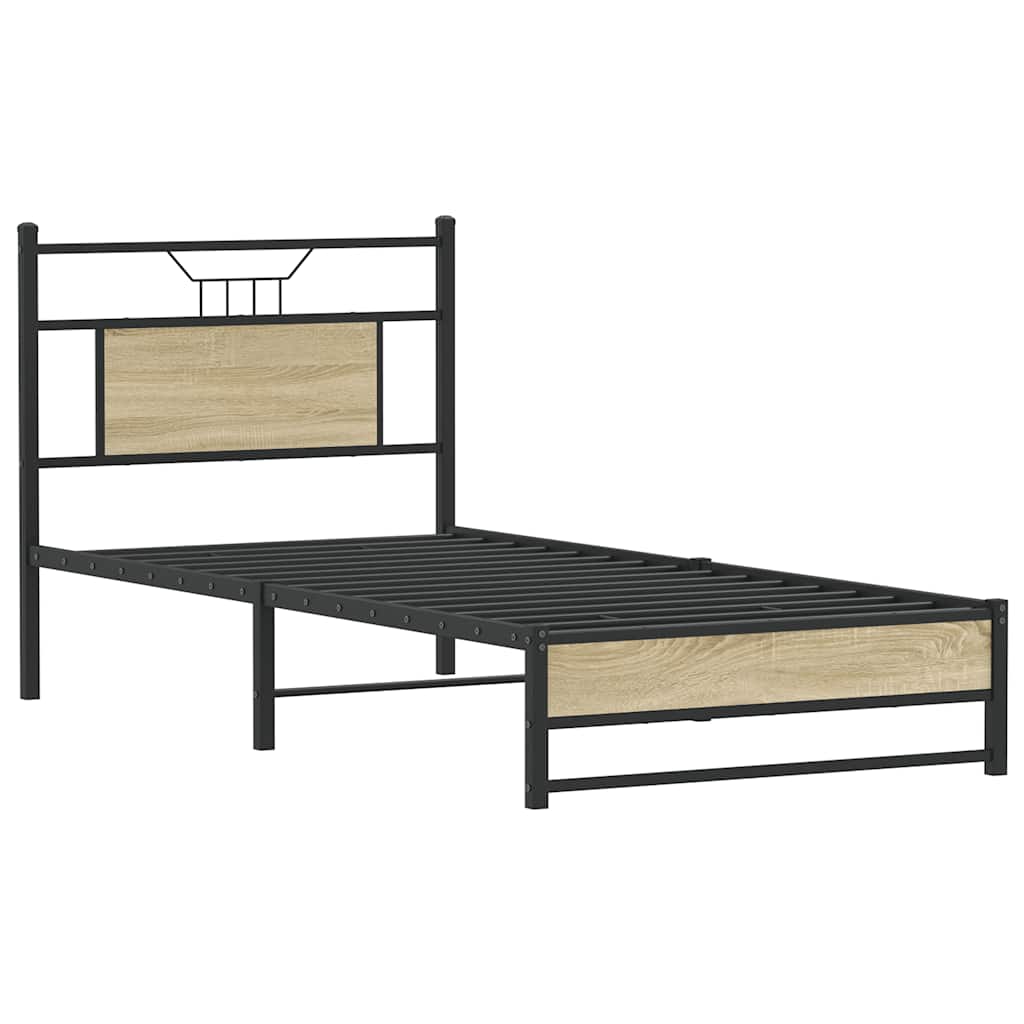 vidaXL Bed Frame without Mattress Sonoma Oak 75x190 cm Small Single Engineered Wood