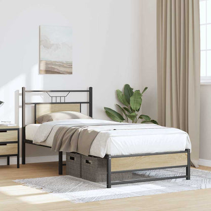 vidaXL Bed Frame without Mattress Sonoma Oak 75x190 cm Small Single Engineered Wood