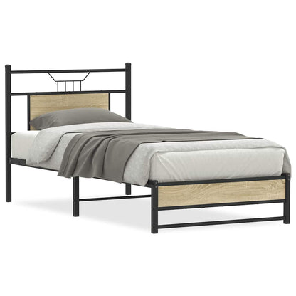 vidaXL Bed Frame without Mattress Sonoma Oak 75x190 cm Small Single Engineered Wood