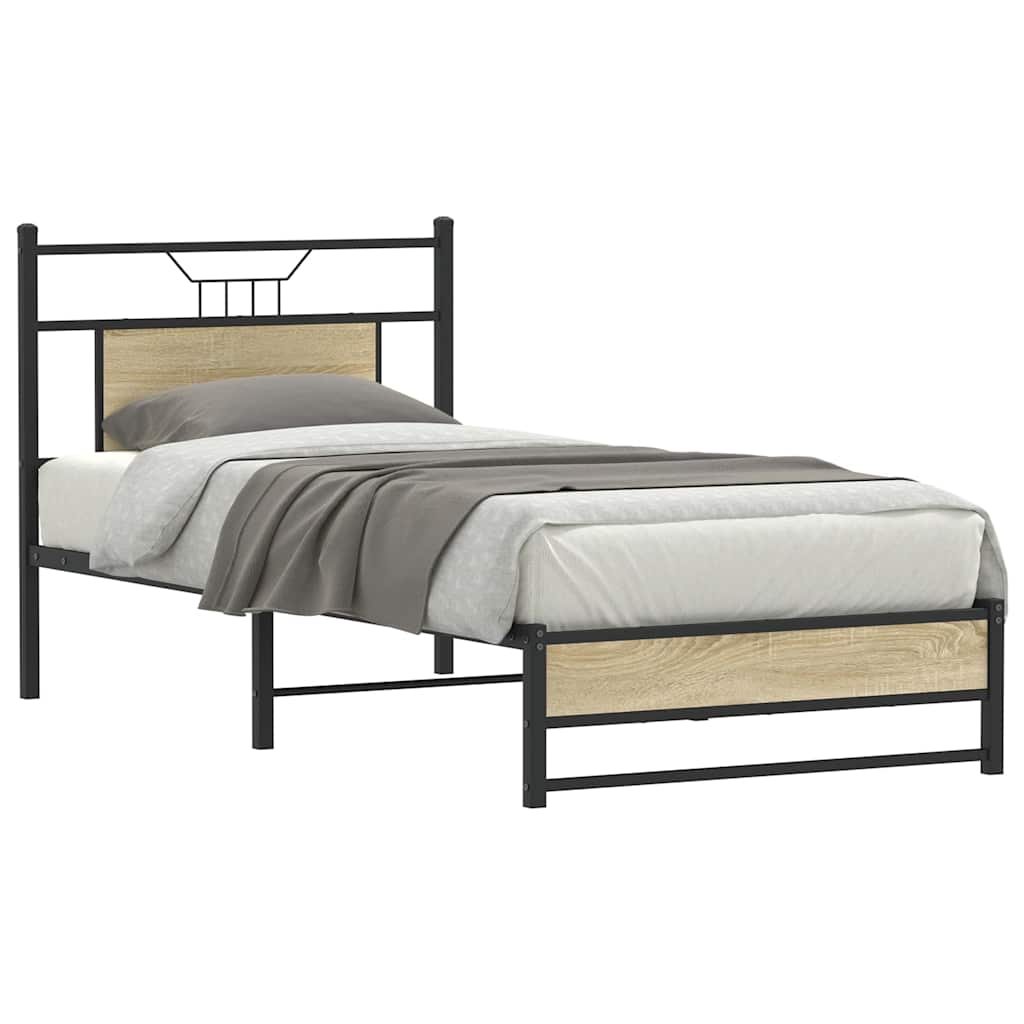 vidaXL Bed Frame without Mattress Sonoma Oak 90x190 cm Single Engineered Wood