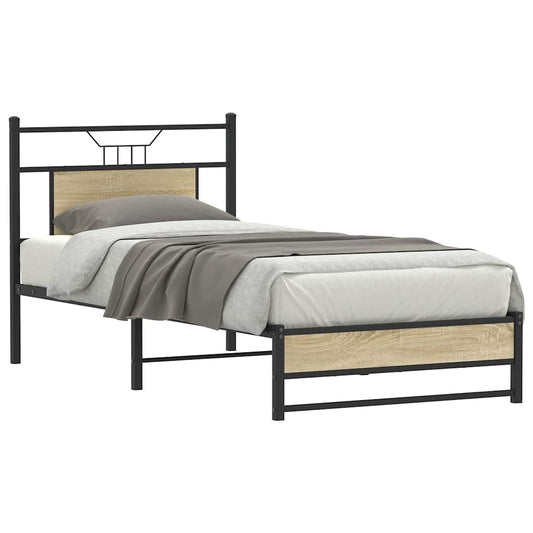 vidaXL Bed Frame without Mattress Sonoma Oak 90x190 cm Single Engineered Wood