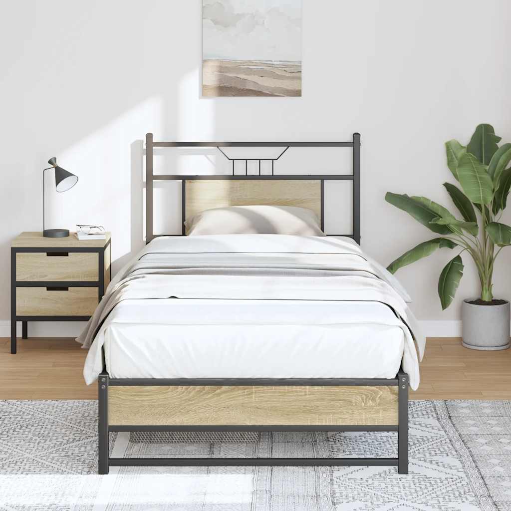 vidaXL Bed Frame without Mattress Sonoma Oak 90x200 cm Engineered Wood