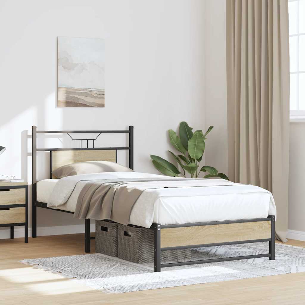 vidaXL Bed Frame without Mattress Sonoma Oak 90x200 cm Engineered Wood