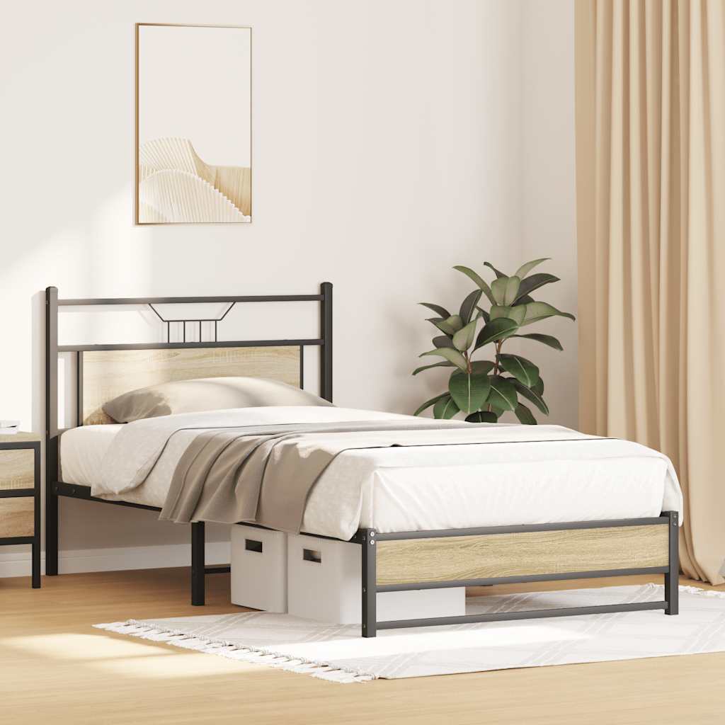 vidaXL Bed Frame without Mattress Sonoma Oak 100x190 cm Engineered Wood