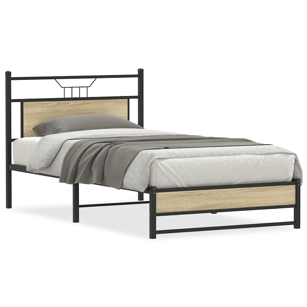 vidaXL Bed Frame without Mattress Sonoma Oak 100x190 cm Engineered Wood