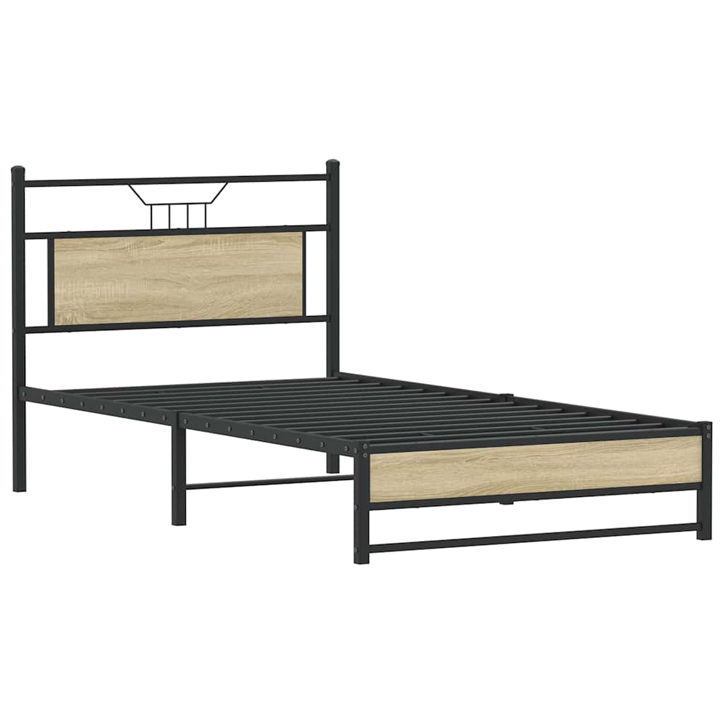 vidaXL Bed Frame without Mattress Sonoma Oak 100x200 cm Engineered Wood