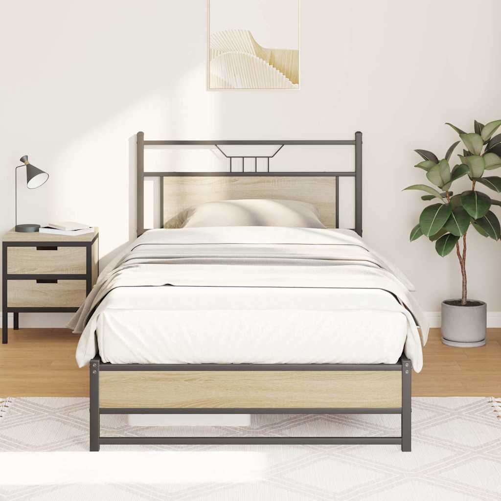 vidaXL Bed Frame without Mattress Sonoma Oak 100x200 cm Engineered Wood