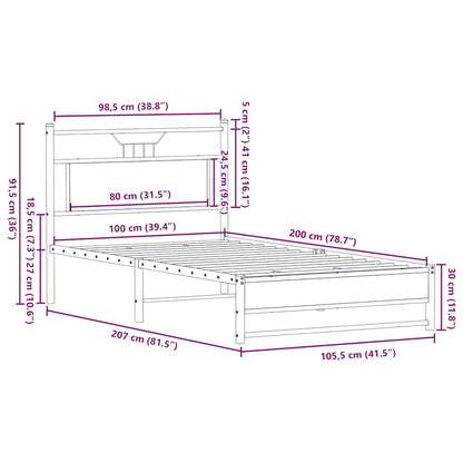 vidaXL Bed Frame without Mattress Sonoma Oak 100x200 cm Engineered Wood