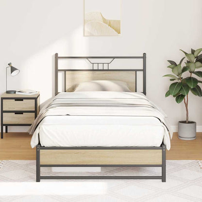 vidaXL Bed Frame without Mattress Sonoma Oak 107x203 cm Engineered Wood