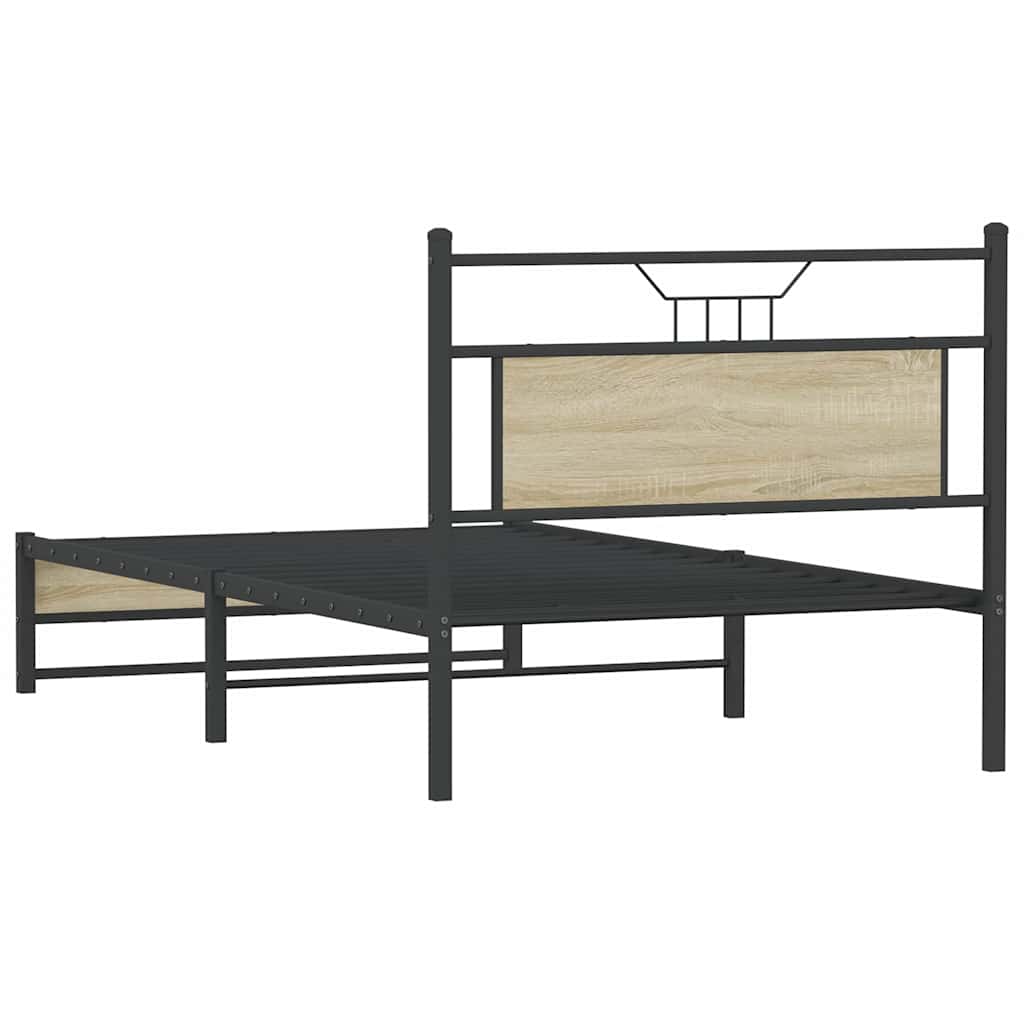 vidaXL Bed Frame without Mattress Sonoma Oak 107x203 cm Engineered Wood