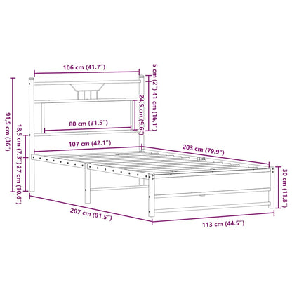 vidaXL Bed Frame without Mattress Sonoma Oak 107x203 cm Engineered Wood