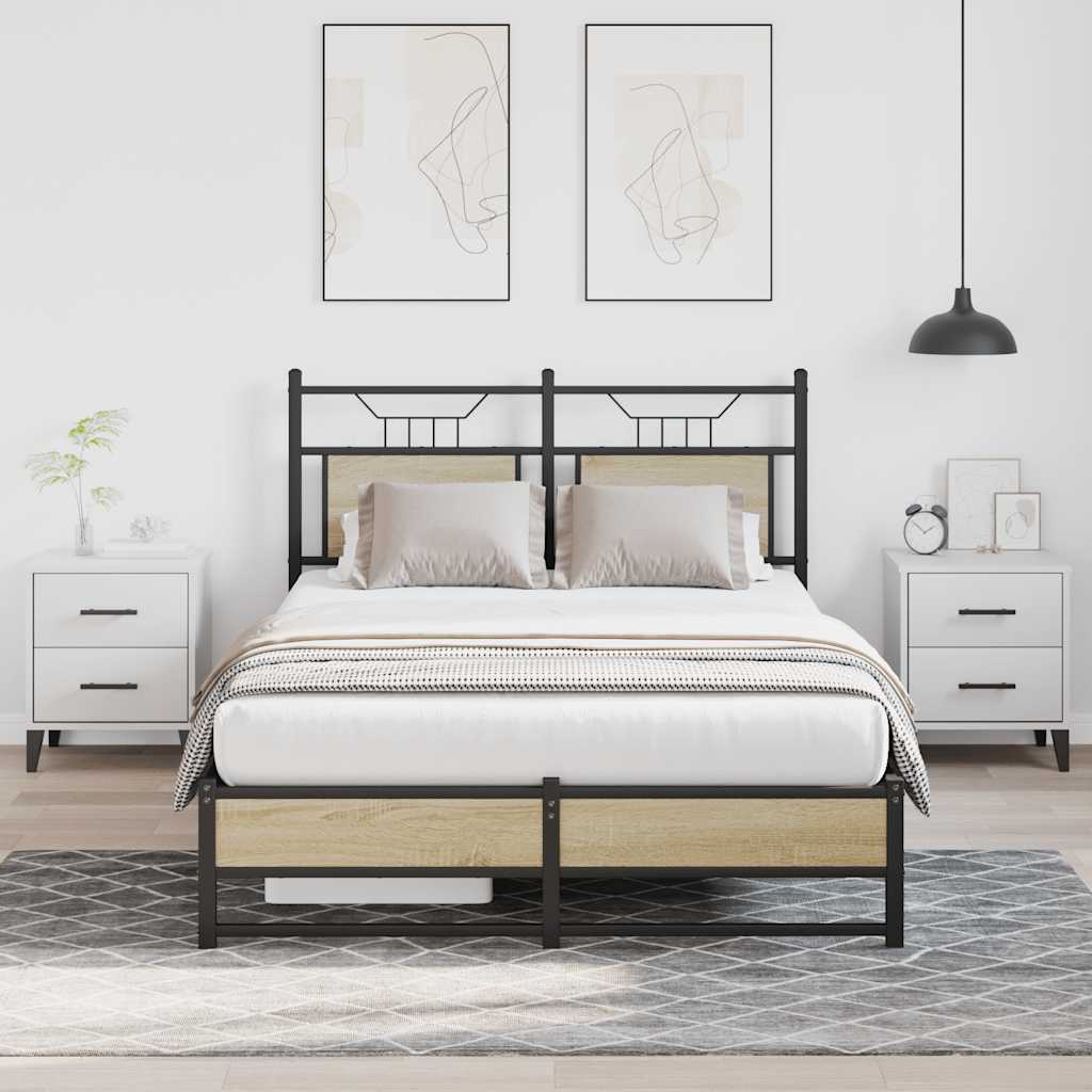 vidaXL Bed Frame without Mattress Sonoma Oak 120x190 cm Small Double Engineered Wood