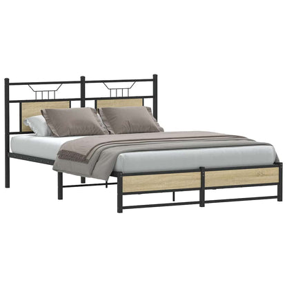 vidaXL Bed Frame without Mattress Sonoma Oak 140x190 cm Engineered Wood