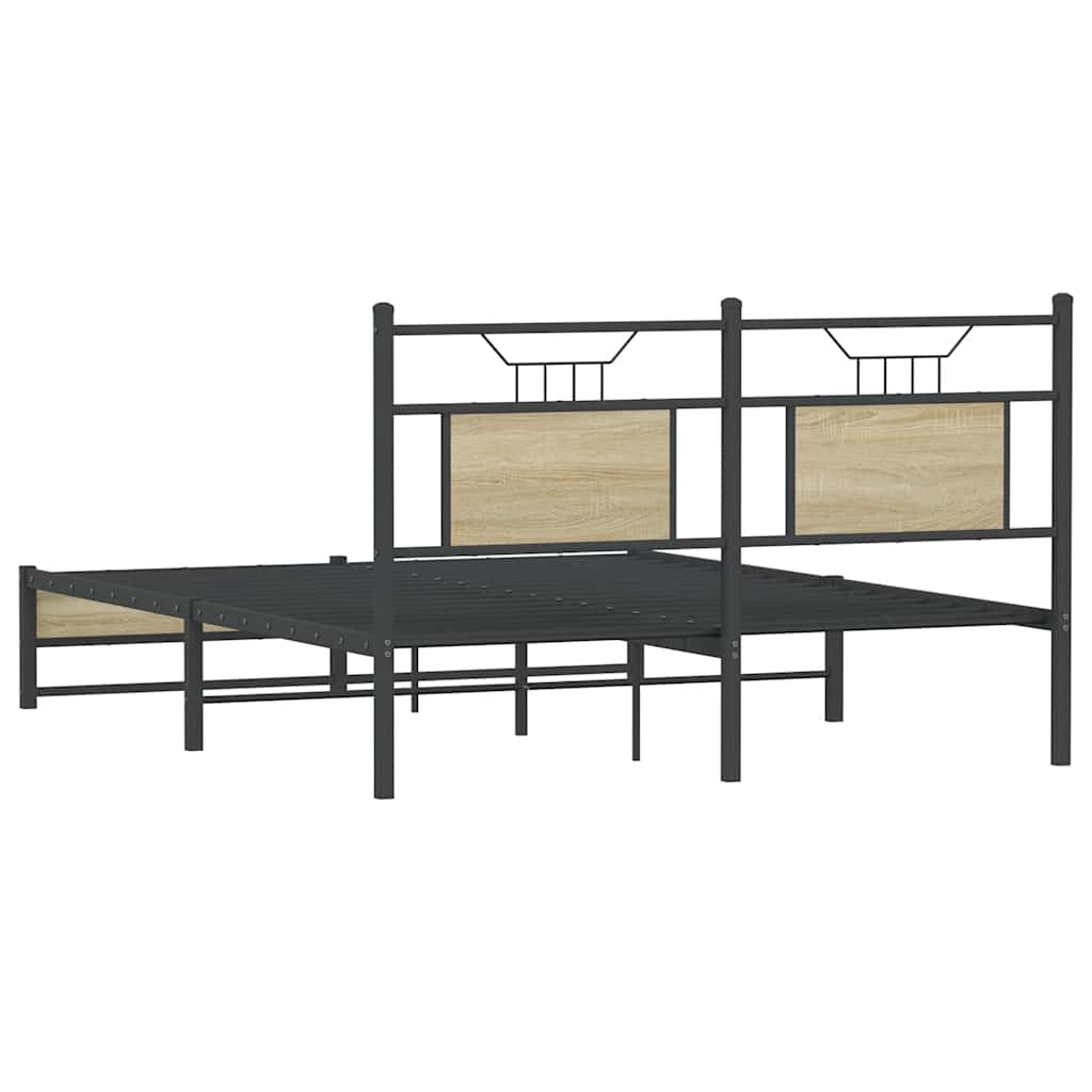 vidaXL Bed Frame without Mattress Sonoma Oak 140x190 cm Engineered Wood