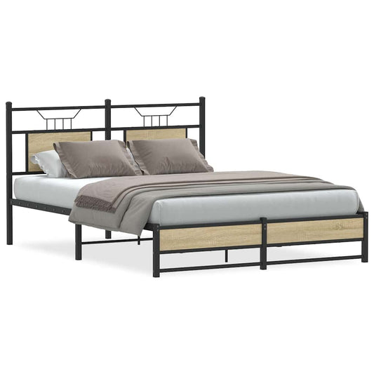 vidaXL Bed Frame without Mattress Sonoma Oak 140x190 cm Engineered Wood