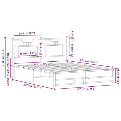vidaXL Bed Frame without Mattress Sonoma Oak 140x200 cm Engineered Wood