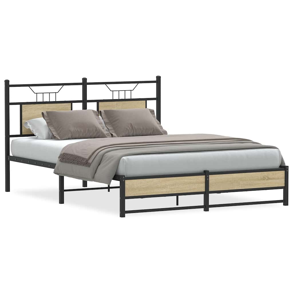 vidaXL Bed Frame without Mattress Sonoma Oak 140x200 cm Engineered Wood