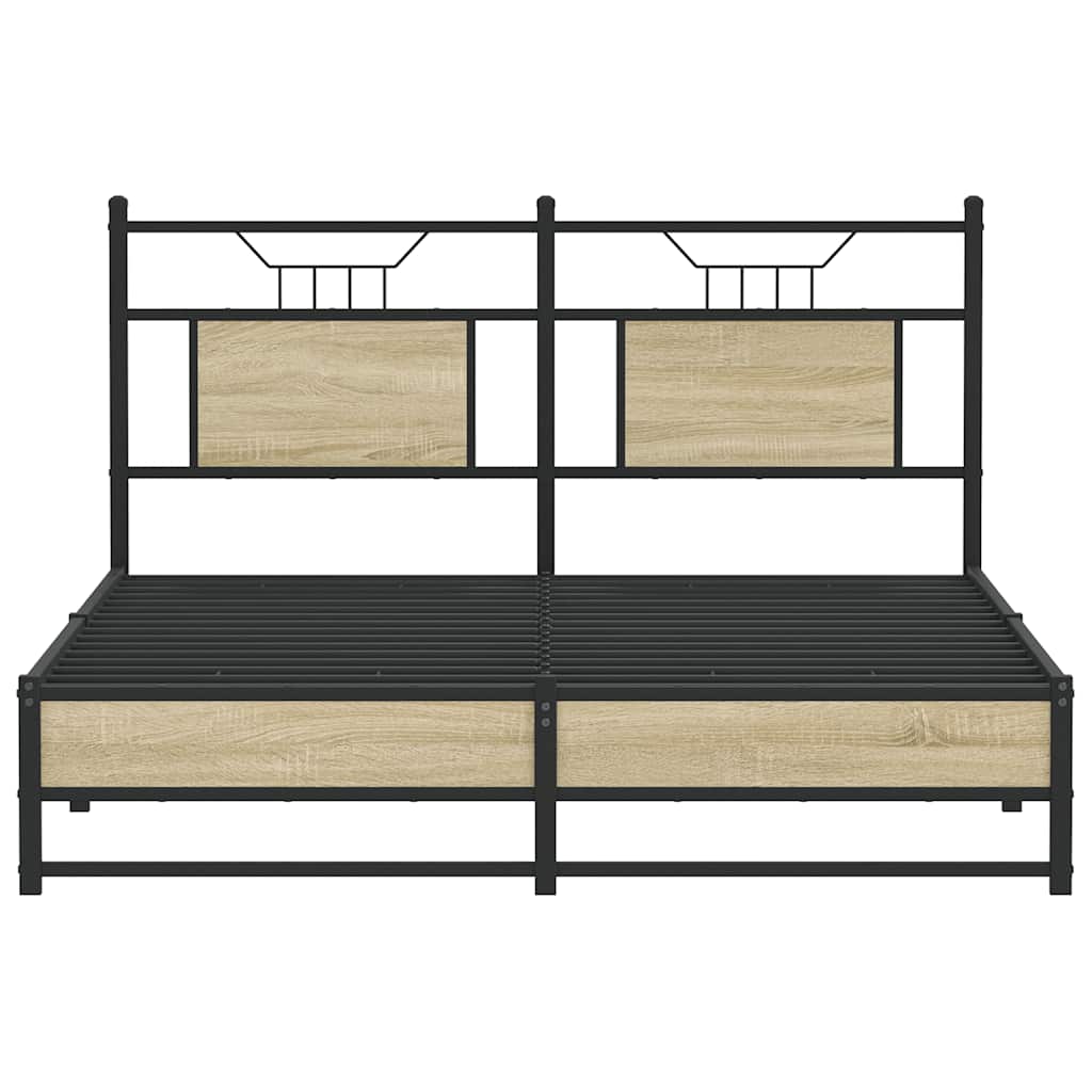 vidaXL Bed Frame without Mattress Sonoma Oak 150x200 cm King Size Engineered Wood