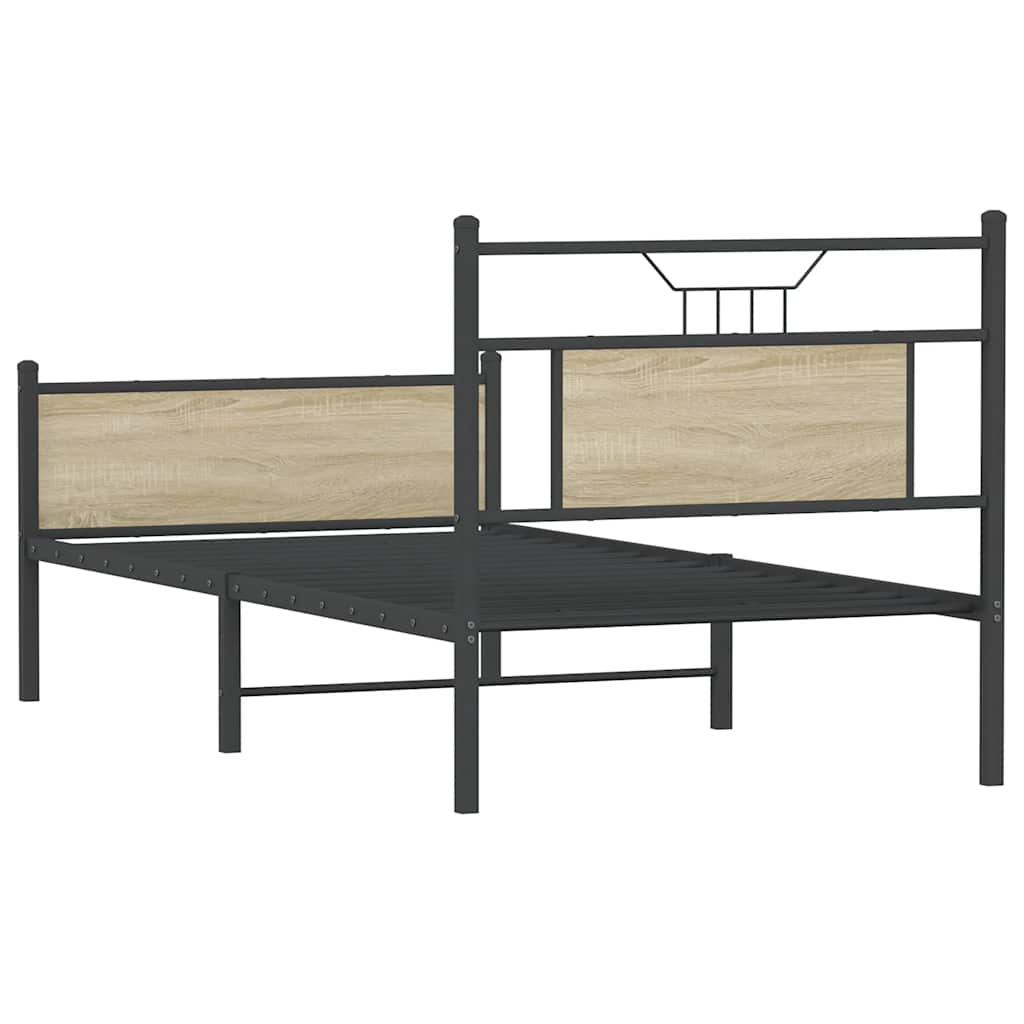 vidaXL Bed Frame without Mattress Sonoma Oak 90x190 cm Single Engineered Wood