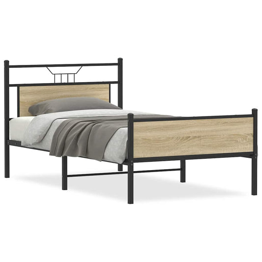 vidaXL Bed Frame without Mattress Sonoma Oak 100x200 cm Engineered Wood