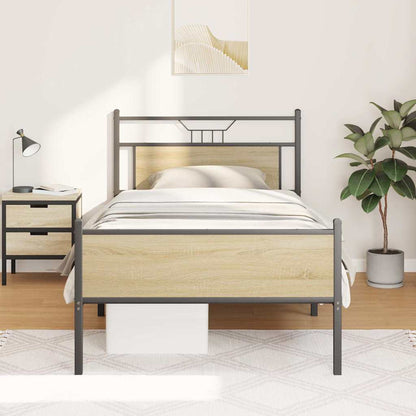 vidaXL Bed Frame without Mattress Sonoma Oak 107x203 cm Engineered Wood