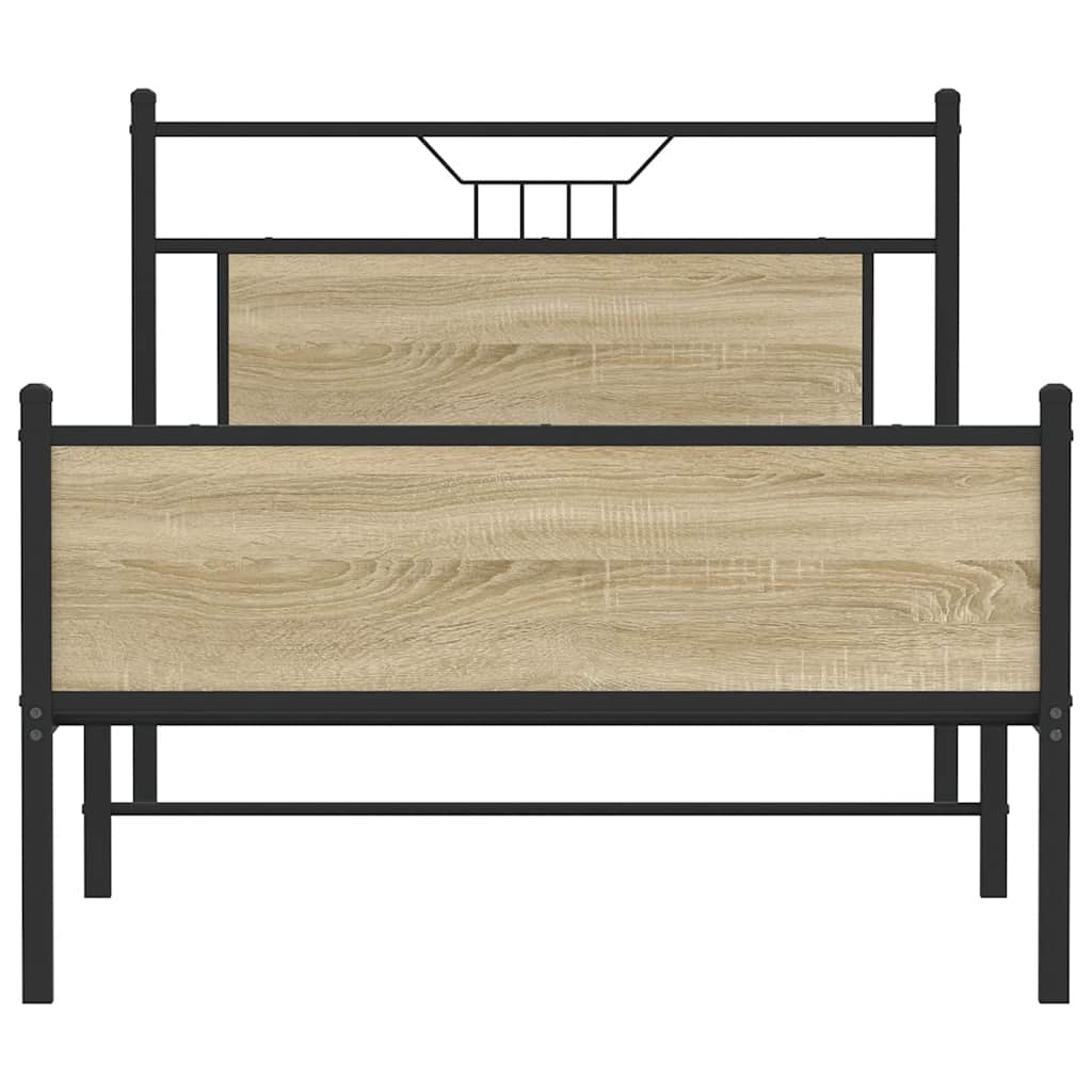 vidaXL Bed Frame without Mattress Sonoma Oak 107x203 cm Engineered Wood